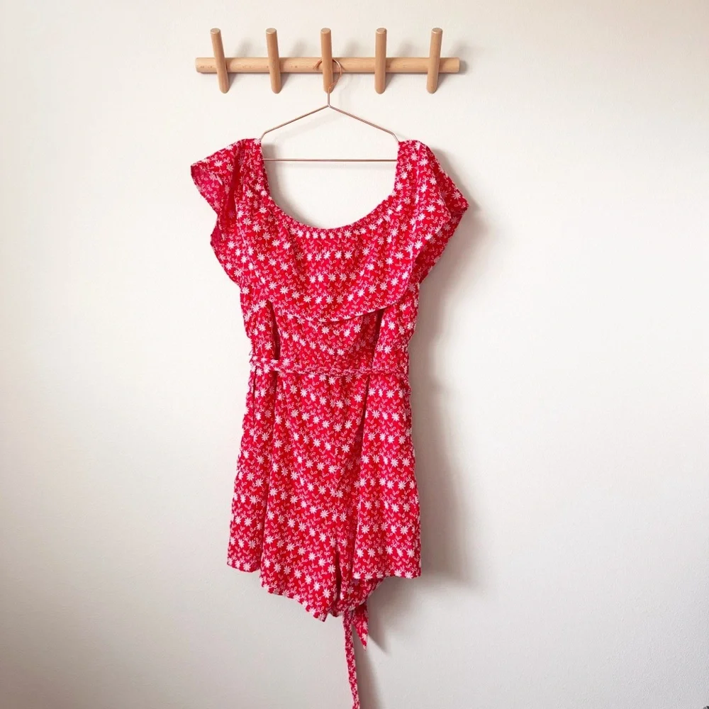 Lane Bryant Convertible Off-The-Shoulder Embroidered Romper